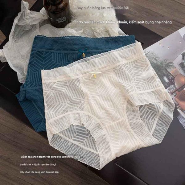 Quần lót nữ - Mẫu 6 - Quần lót nữ chất lụa tơ tằm nối ren liền mạch - Danangsale