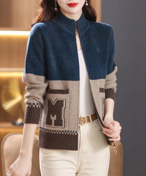 Thời trang len thu đông - Áo khoác len có khóa kéo - Danangsale