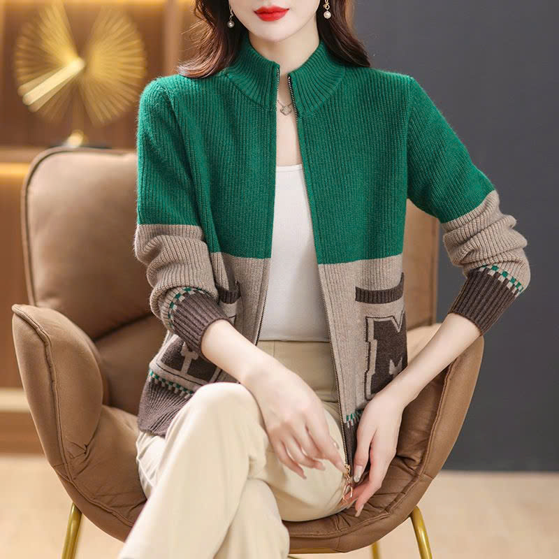 Thời trang len thu đông - Áo khoác len có khóa kéo - Danangsale - Ảnh 4