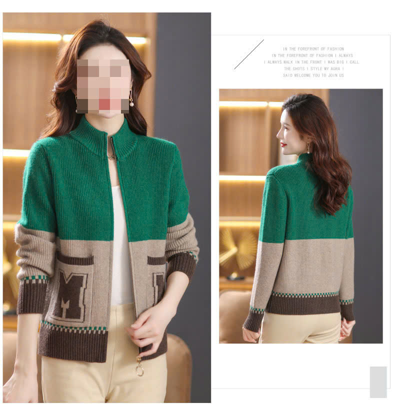 Thời trang len thu đông - Áo khoác len có khóa kéo - Danangsale - Ảnh 3