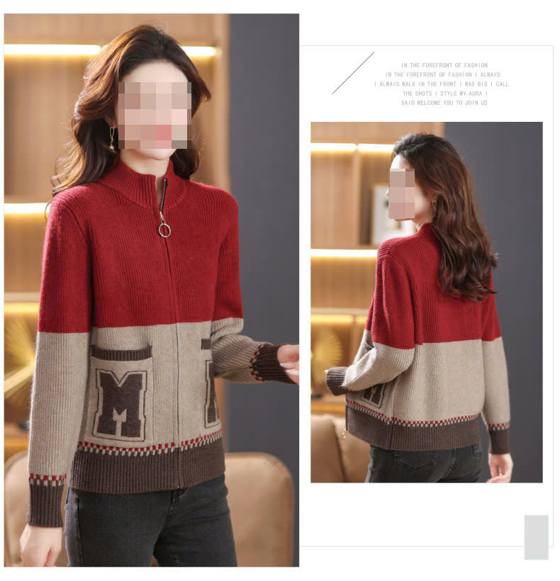 Thời trang len thu đông - Áo khoác len có khóa kéo - Danangsale - Ảnh 2