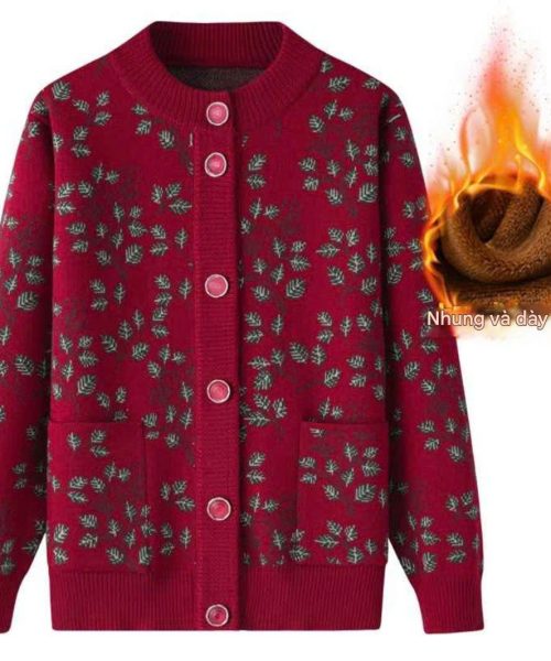 Áo khoác len trung niên cao cấp có lót nhung - Áo khoác len nữ Kiểu dáng Hàn Quốc -