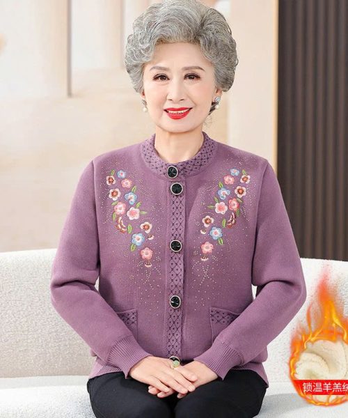 Áo khoác len trung niên cao cấp - Áo khoác len có phối nhung bên trong