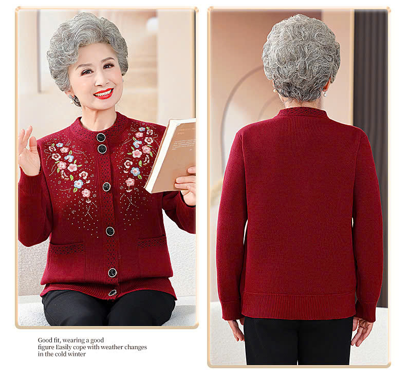 Áo khoác len trung niên cao cấp - Áo khoác len có phối nhung bên trong - Ảnh 8