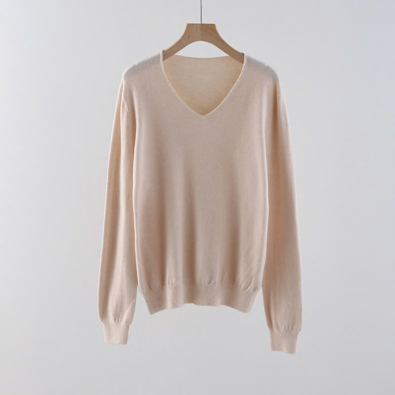 Áo len cổ tim - Áo len tay dài kiểu dáng Hàn Quốc Danangsale - Ảnh 4