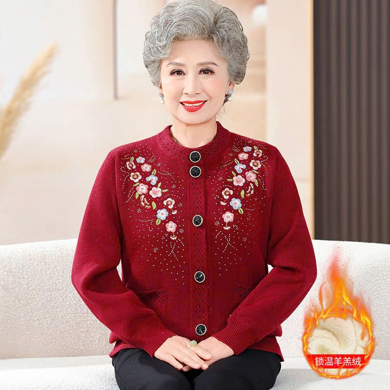 Áo khoác len trung niên cao cấp - Áo khoác len có phối nhung bên trong - Ảnh 5