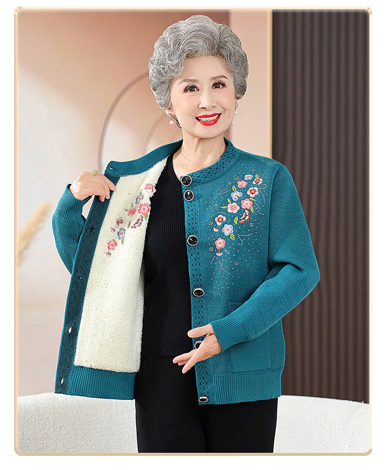 Áo khoác len trung niên cao cấp - Áo khoác len có phối nhung bên trong - Ảnh 4