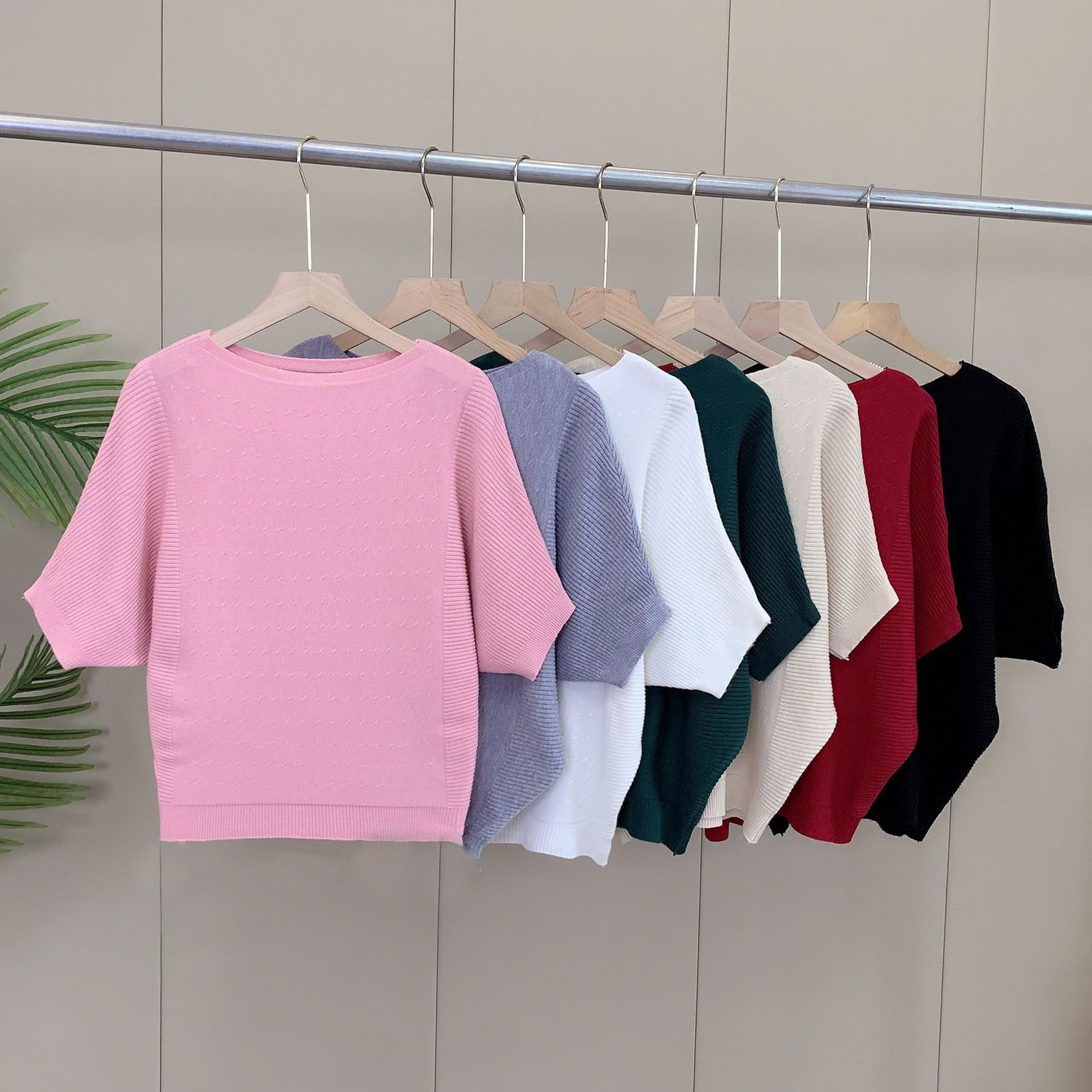 Áo len cánh dơi tay ngắn - Áo quần thu đông đẹp - Ảnh 8