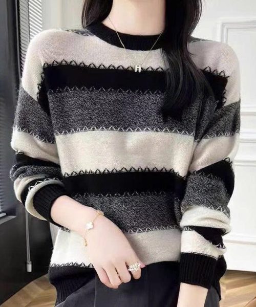 Áo Len Nữ phối sọc - Thời trang thu đông - Danangsale