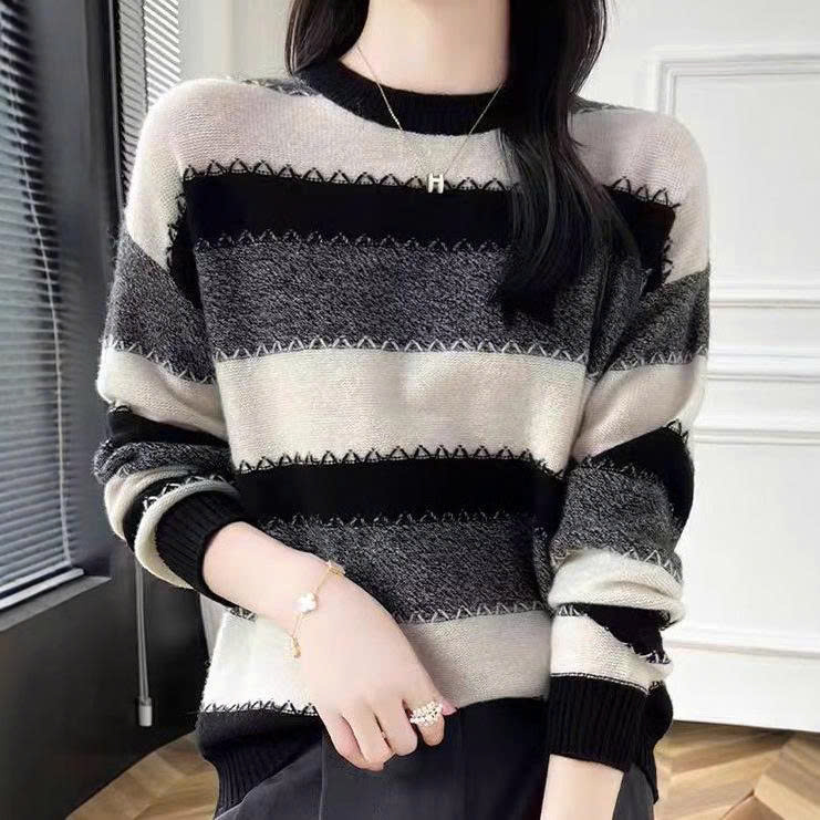 Áo Len Nữ phối sọc - Thời trang thu đông - Danangsale