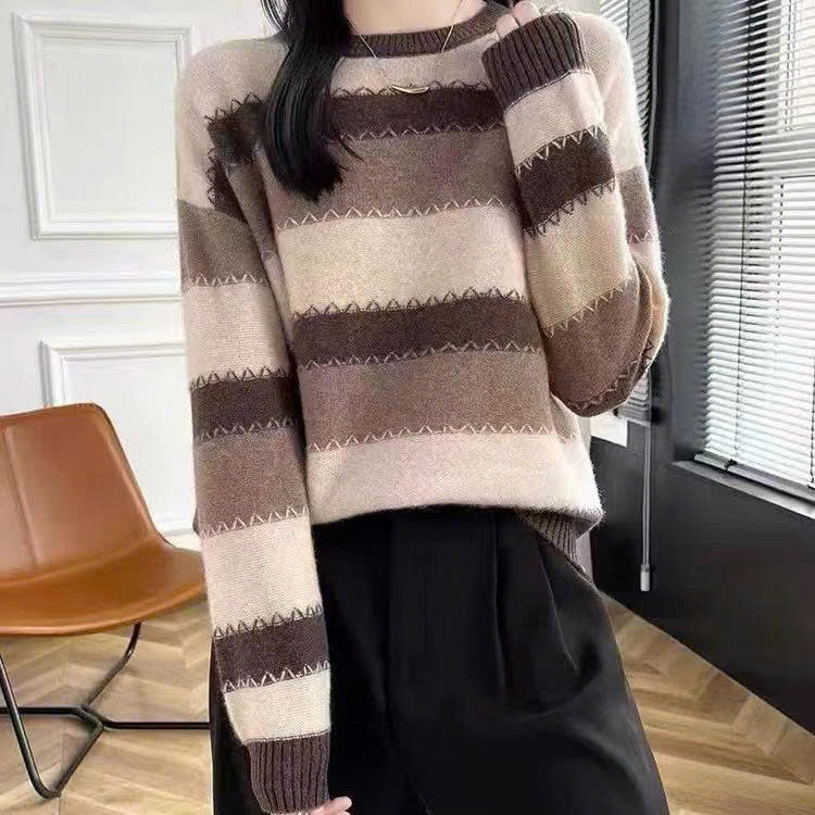 Áo Len Nữ phối sọc - Thời trang thu đông - Danangsale - Ảnh 3