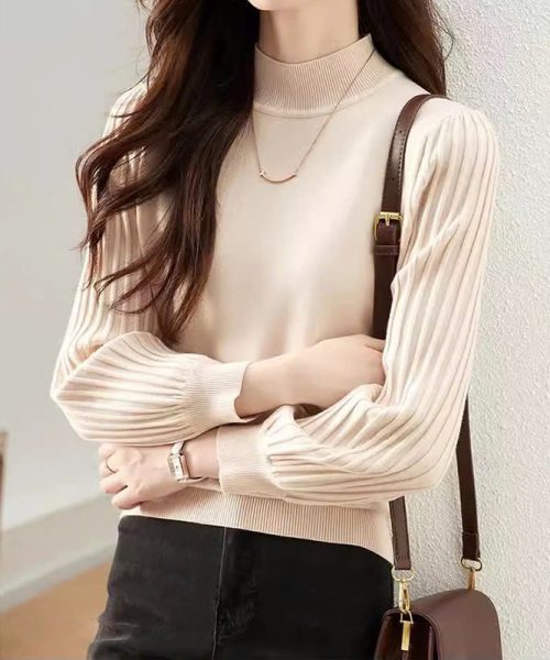 Áo len nữ kiểu Hàn Quốc - Áo len cổ 3p tay dệt gân - Danangsale