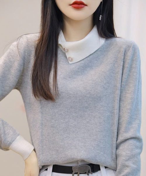 Áo len nữ kiểu Hàn Quốc - Áo len cổ bẻ xéo - Danangsale