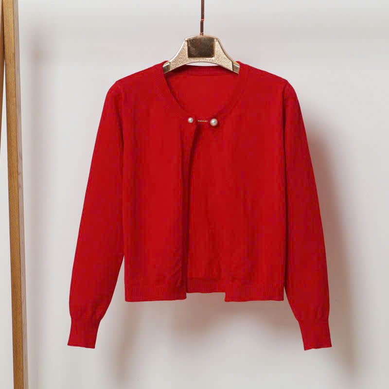 Áo len Nữ - Áo khoác len mỏng cài nút ngọc trai - Ảnh 6