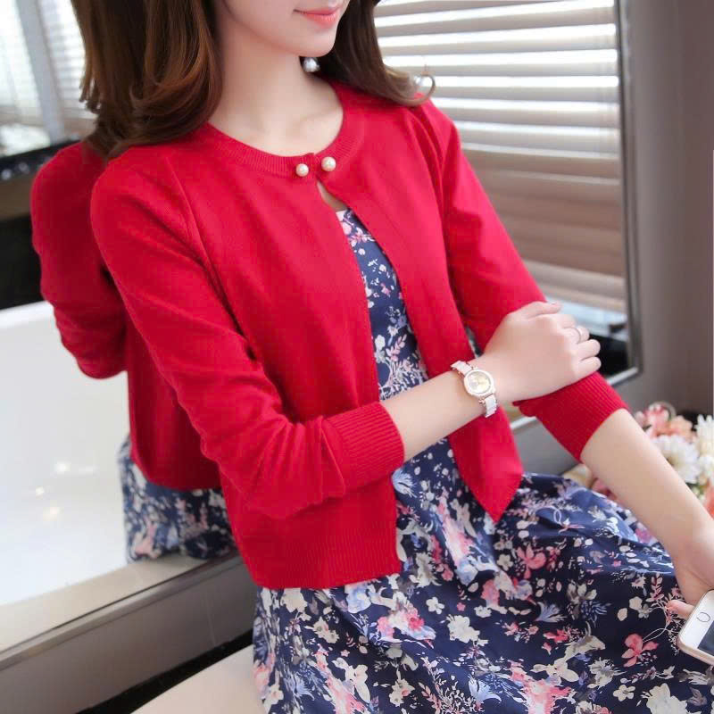 Áo len Nữ - Áo khoác len mỏng cài nút ngọc trai - Ảnh 2